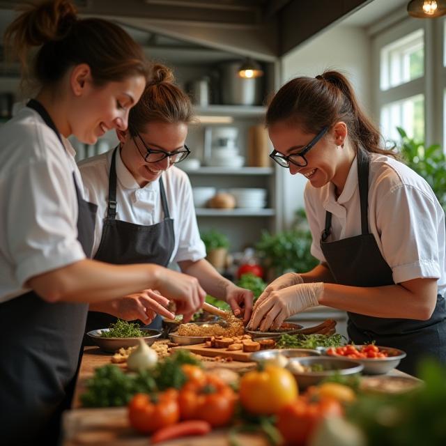 Heritage Hearth kitchen team preparing dishes